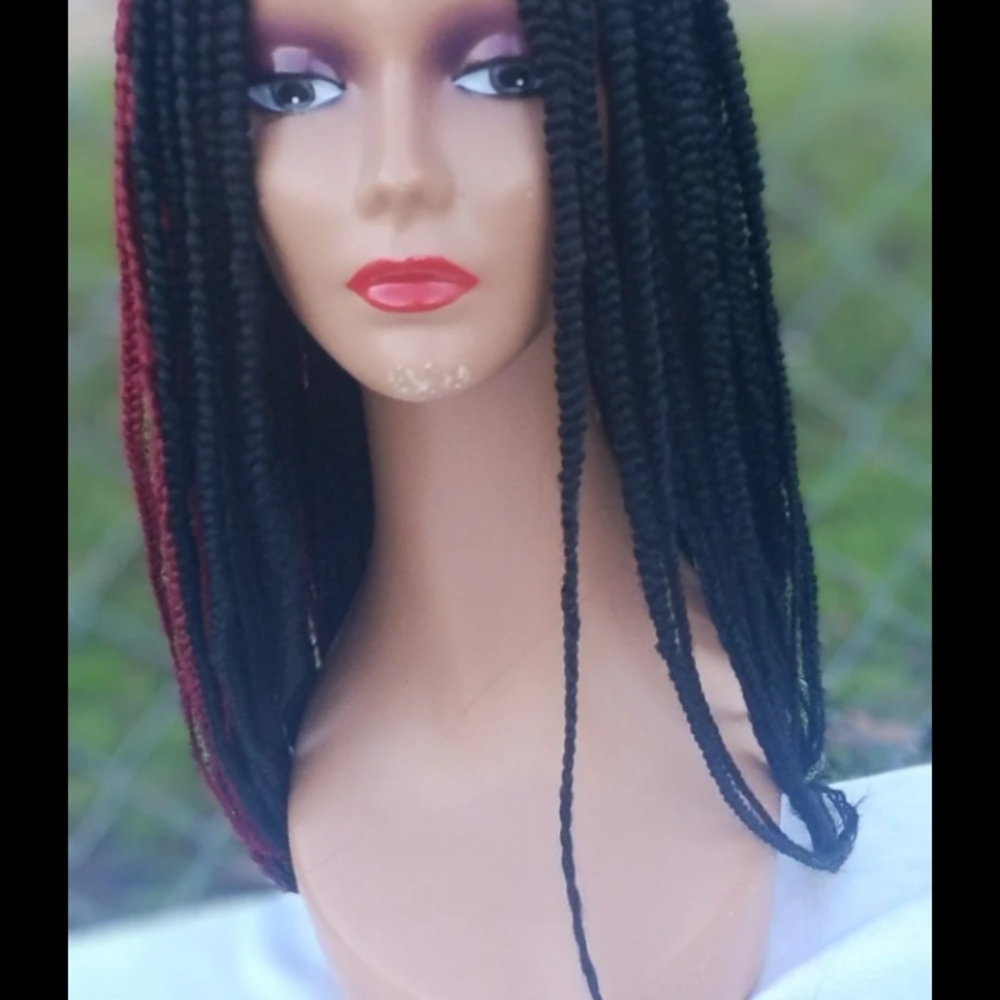 Stylish Black and Red Braided Wig